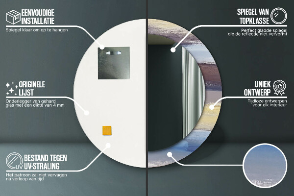 Moldura impressa espelho redondo Imagem abstrata