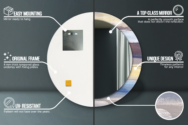 Moldura impressa espelho redondo Imagem abstrata