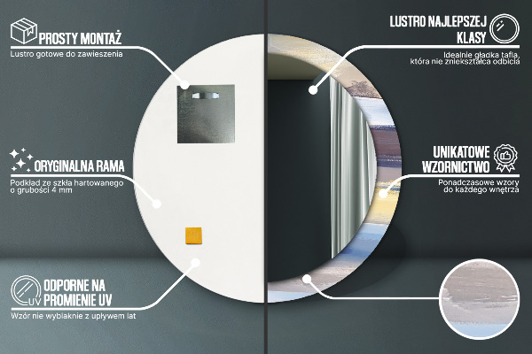 Moldura impressa espelho redondo Imagem abstrata