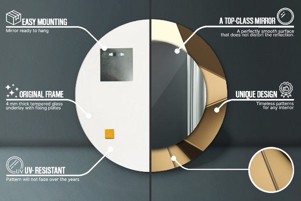 Espelho com moldura impressa redondo Abstrato moderno