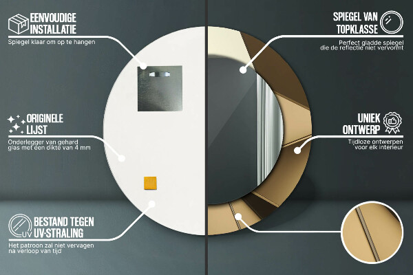 Espelho com moldura impressa redondo Abstrato moderno