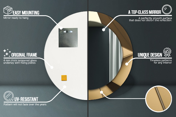 Espelho com moldura impressa redondo Abstrato moderno