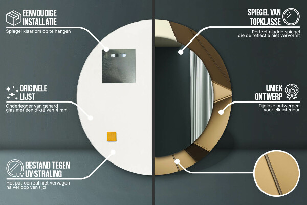 Espelho com moldura impressa redondo Abstrato moderno