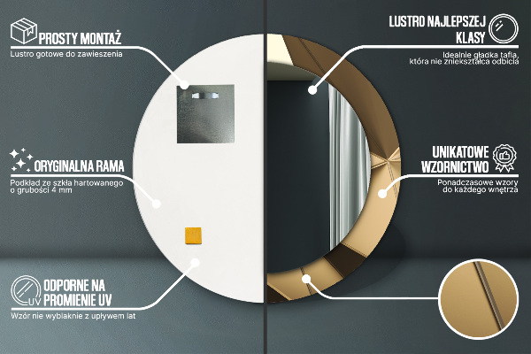 Espelho com moldura impressa redondo Abstrato moderno