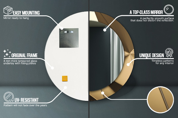 Espelho com moldura impressa redondo Abstrato moderno