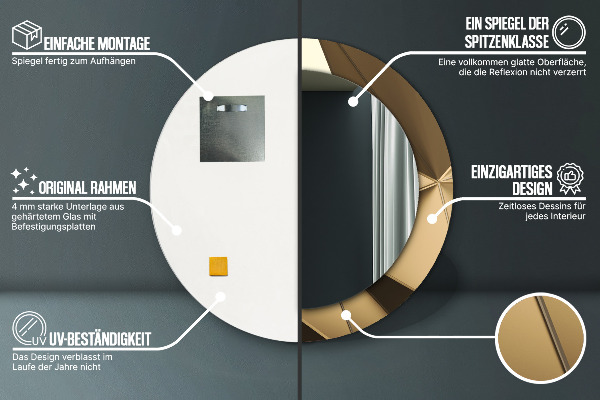 Espelho com moldura impressa redondo Abstrato moderno