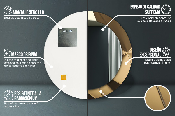 Espelho com moldura impressa redondo Abstrato moderno