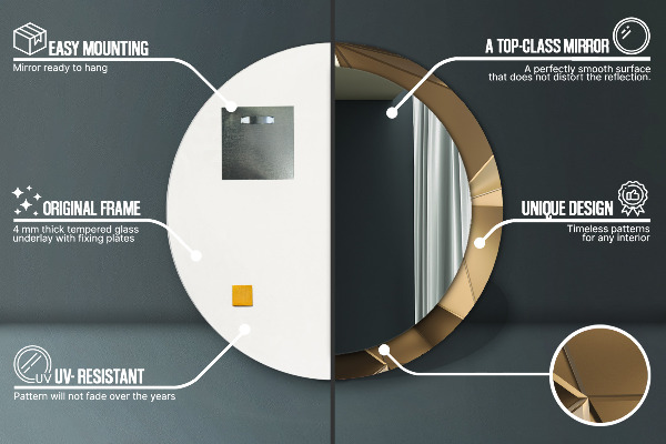 Espelho com moldura impressa redondo Abstrato moderno