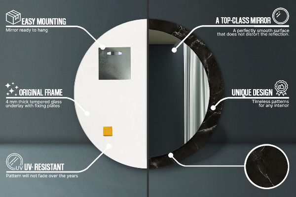 Espelho circular de parede decorativo Pedra de mármore