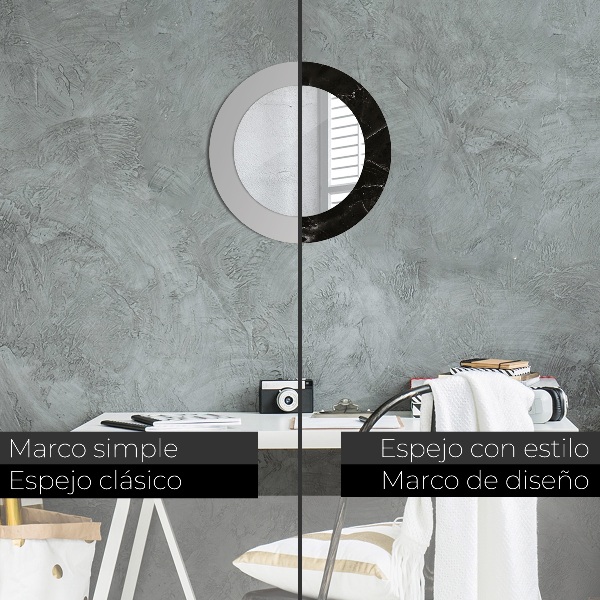 Espelho circular de parede decorativo Pedra de mármore