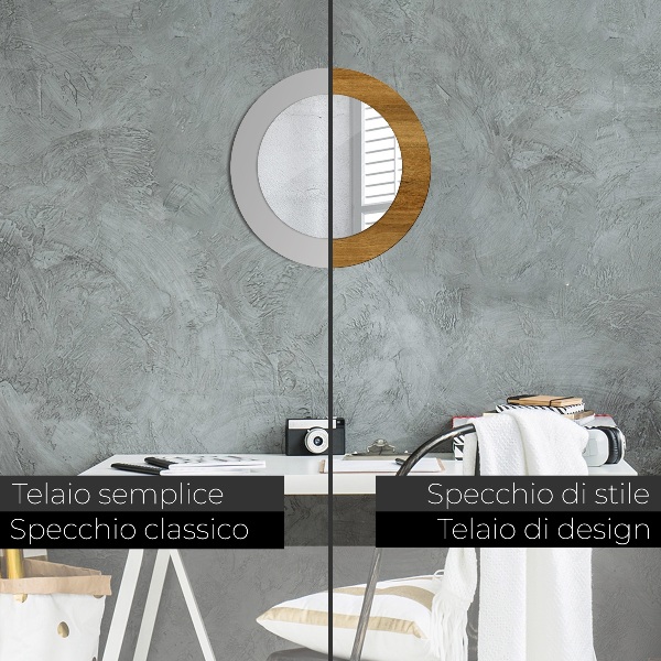 Espelho de parede circular decorativo Carvalho rústico