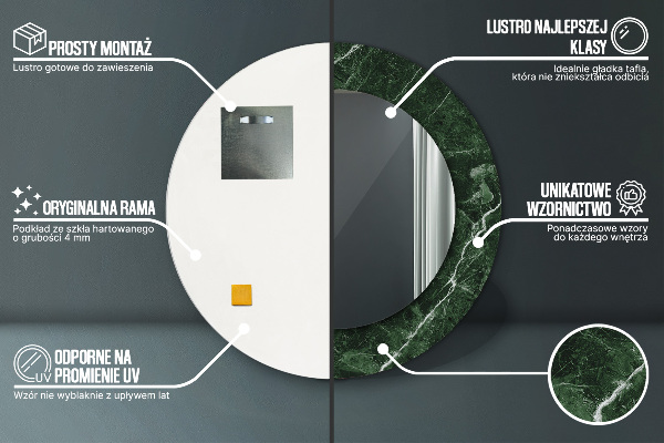 Espelho circular de parede decorativo Mármore verde