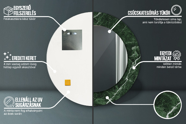 Espelho circular de parede decorativo Mármore verde