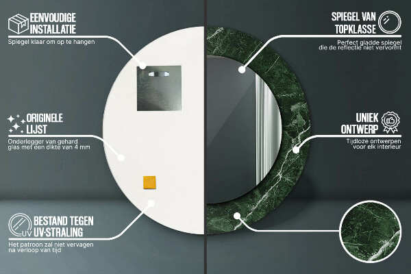 Espelho circular de parede decorativo Mármore verde