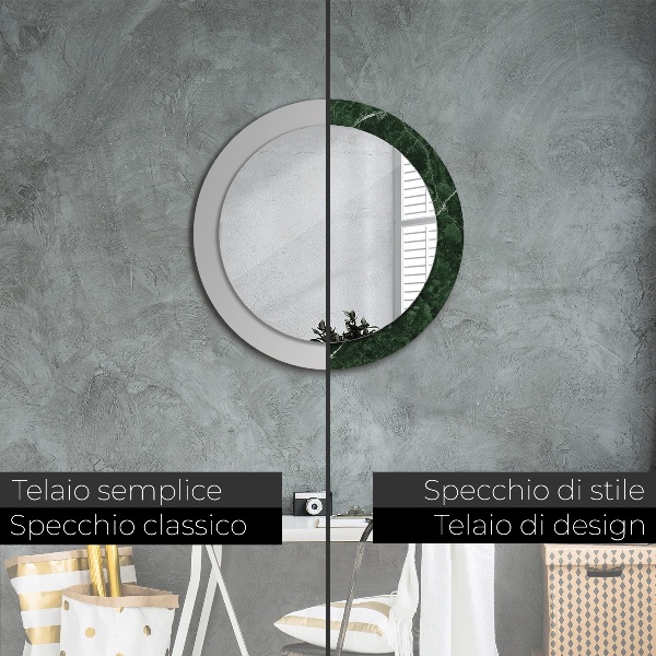 Espelho circular de parede decorativo Mármore verde