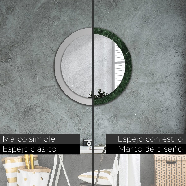 Espelho circular de parede decorativo Mármore verde
