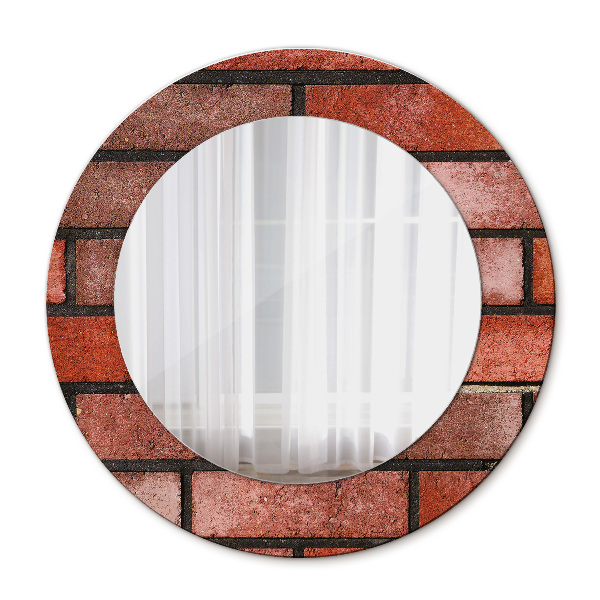Espelho decorativo de parede redondo Tijolo vermelho