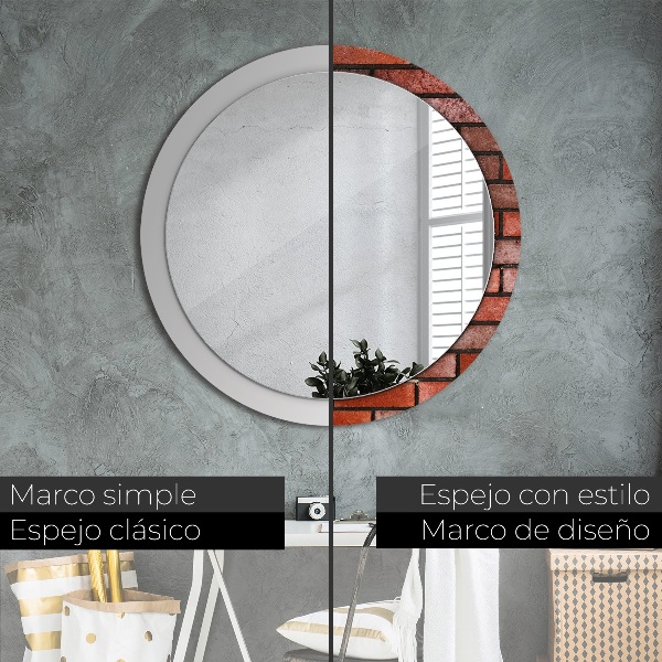 Espelho decorativo de parede redondo Tijolo vermelho