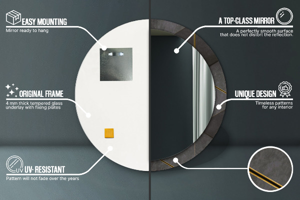 Espelho de parede circular decorativo Triângulos cinzentos