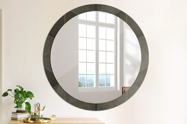 Espelho de parede circular decorativo Triângulos cinzentos