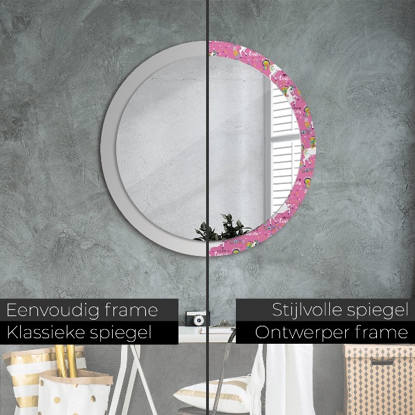 Espelho de parede circular decorativo Unicórnio mágico