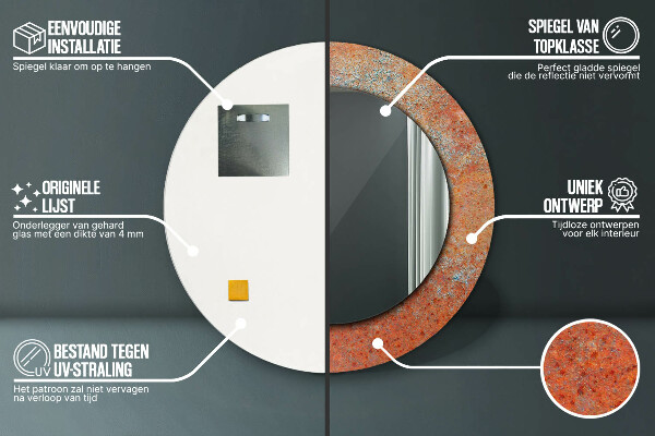 Espelho de parede circular decorativo Metal enferrujado