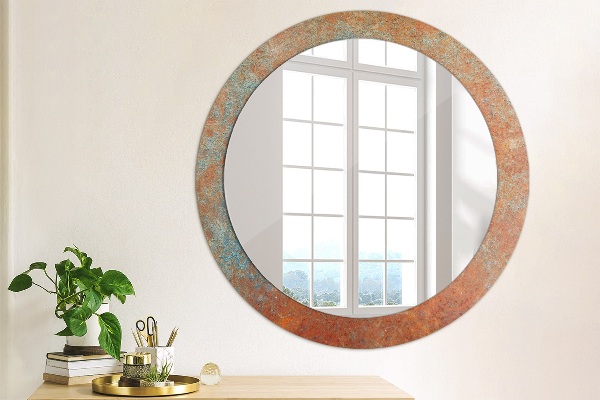 Espelho de parede circular decorativo Metal enferrujado