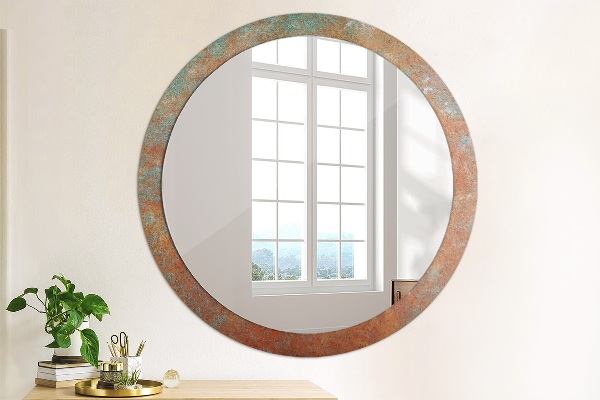 Espelho de parede circular decorativo Metal enferrujado