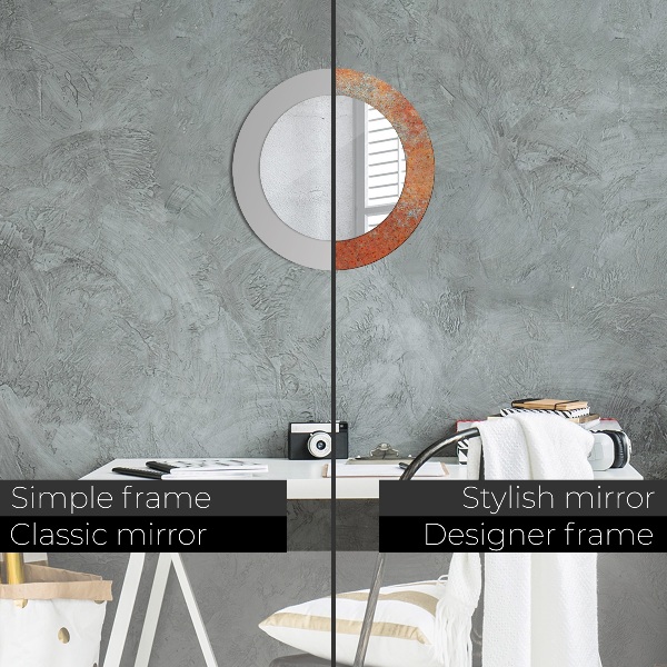 Espelho de parede circular decorativo Metal enferrujado