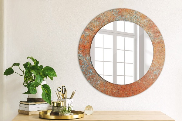 Espelho de parede circular decorativo Metal enferrujado