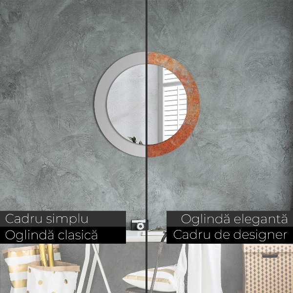 Espelho de parede circular decorativo Metal enferrujado
