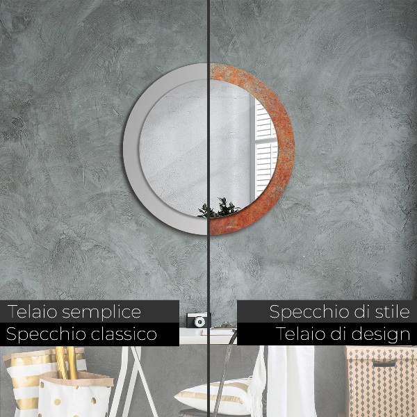Espelho de parede circular decorativo Metal enferrujado