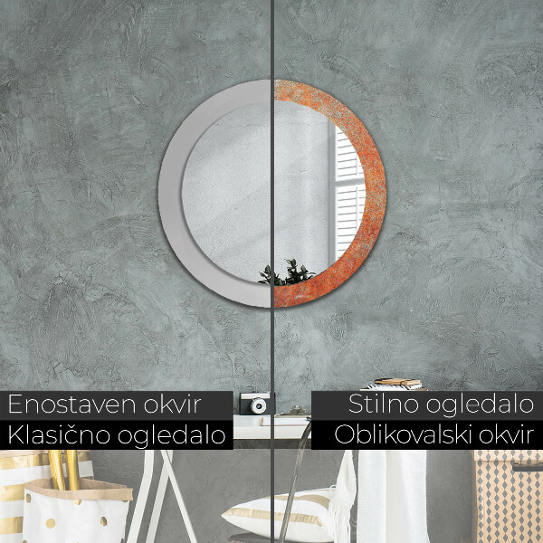 Espelho de parede circular decorativo Metal enferrujado