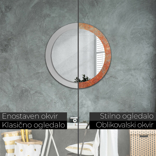Espelho de parede circular decorativo Metal enferrujado
