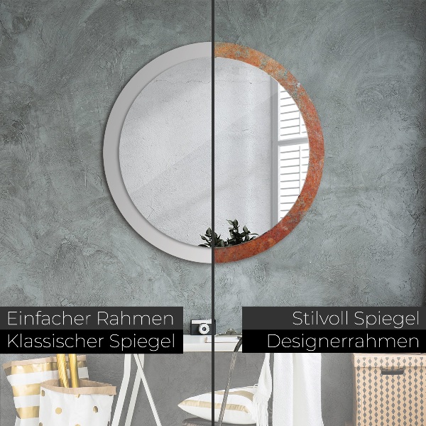 Espelho de parede circular decorativo Metal enferrujado
