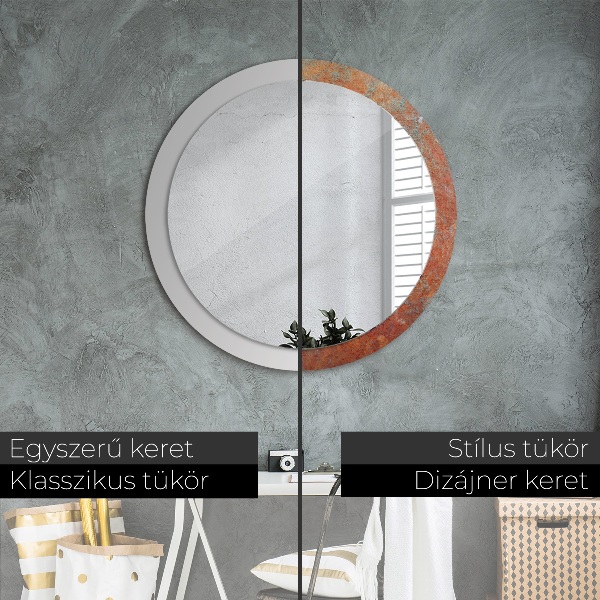 Espelho de parede circular decorativo Metal enferrujado
