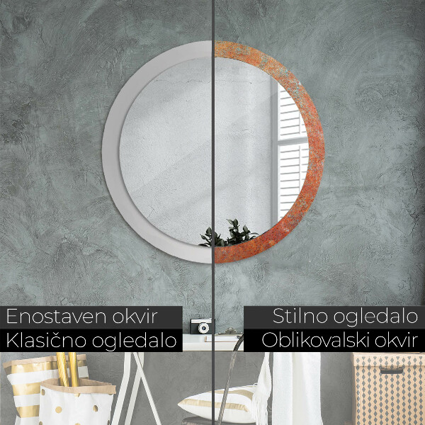 Espelho de parede circular decorativo Metal enferrujado
