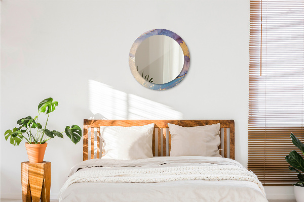 Espelho circular de parede decorativo Pedra de mármore