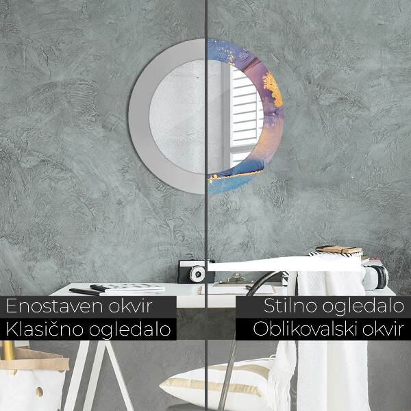 Espelho circular de parede decorativo Pedra de mármore