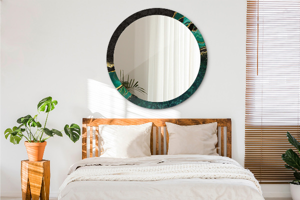 Espelho com moldura impressa redondo Verde mármore