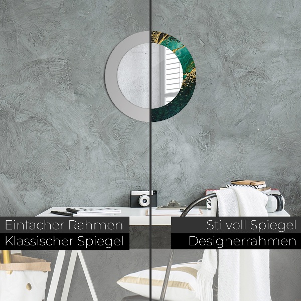 Espelho com moldura impressa redondo Verde mármore