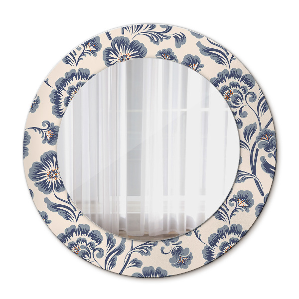 Espelho de parede circular decorativo Padrão de flores
