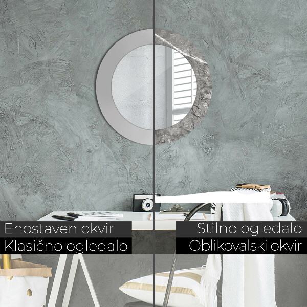 Espelho circular de parede decorativo Mármore rústico
