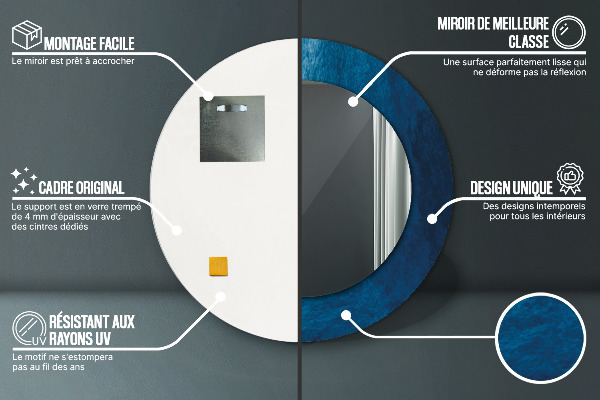 Espelho com moldura impressa redondo Arte abstrata