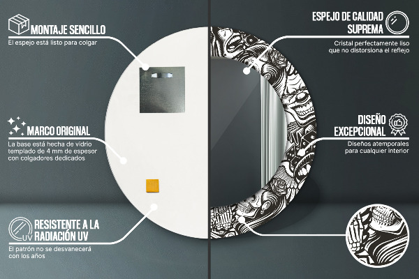 Espelho circular de parede decorativo Fluido abstrato