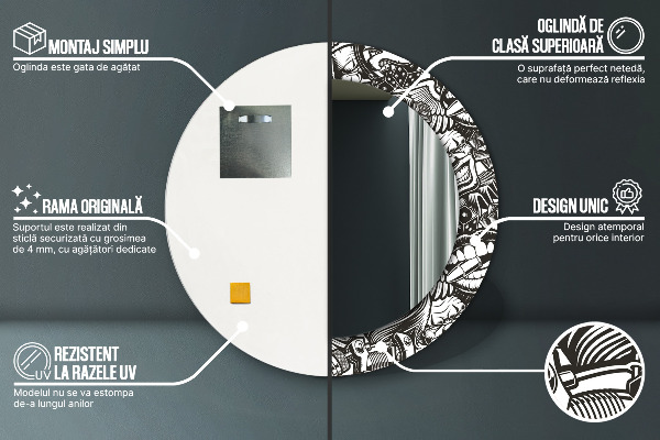 Espelho circular de parede decorativo Fluido abstrato