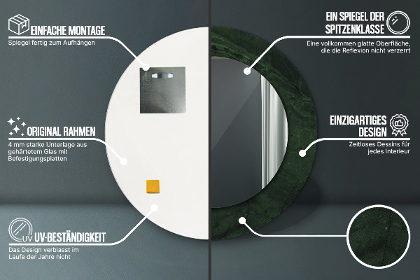 Espelho circular de parede decorativo Mármore verde