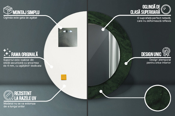 Espelho circular de parede decorativo Mármore verde