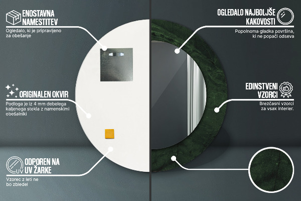 Espelho circular de parede decorativo Mármore verde