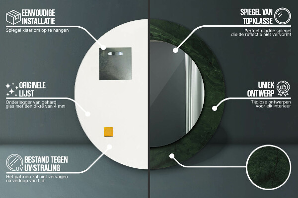 Espelho circular de parede decorativo Mármore verde